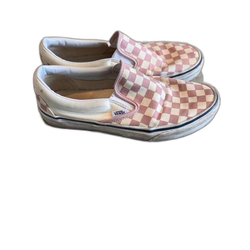 Vans Pink White Checkerboard Slip On Shoes Women's Skate Casual Sneakers